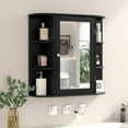 thumbnail image 4 of MYZBBD Bathroom Medicine Cabinet with Mirror, Wall Mounted Home Storage with Door & 6 Open Shelves, Adjustable Shelves, Mirrored Bathroom Wall Cabinet (Black), 4 of 8