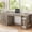 Grey, variant on 55.1" Farmhouse Executive Desk with 3 Drawers and Storage Shelves, Corner Computer Desk for Home Office