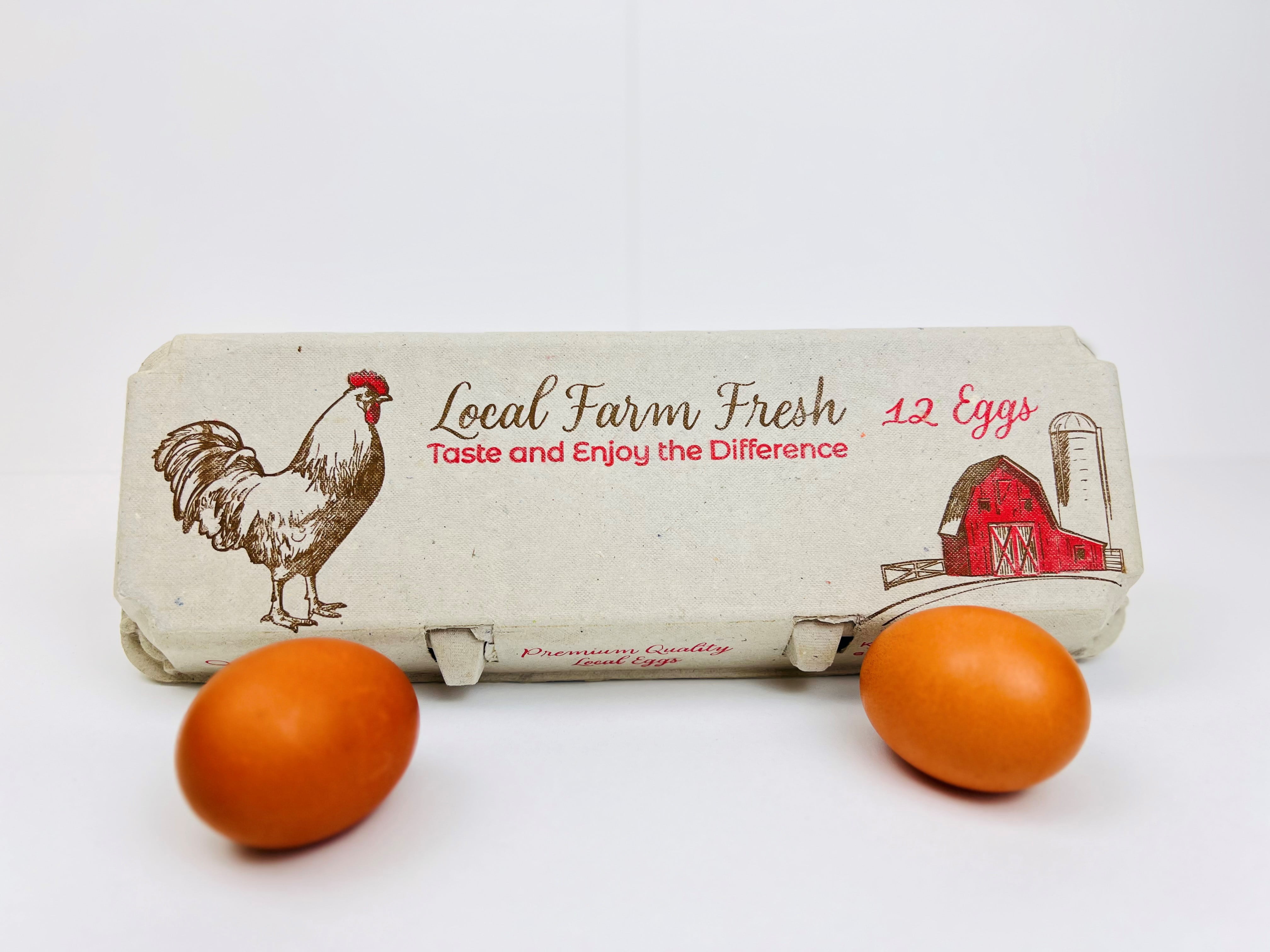 Printed Dozen Egg Cartons (Red/Rooster) - 100 units