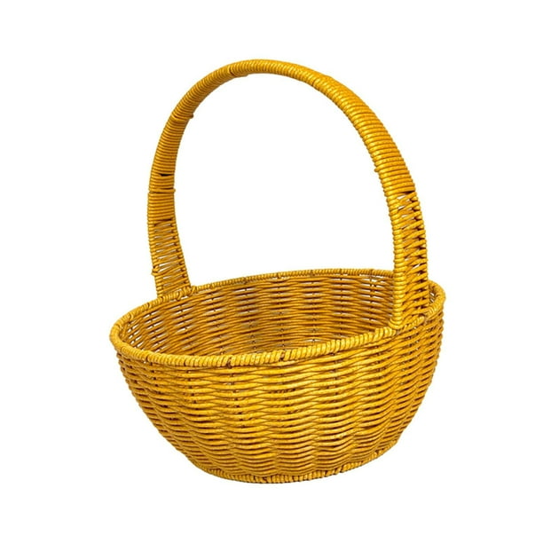 Cesta de almacenamiento multiusos con asa, de PP, redonda, para flores, de escritorio 25 cm x 28 cm