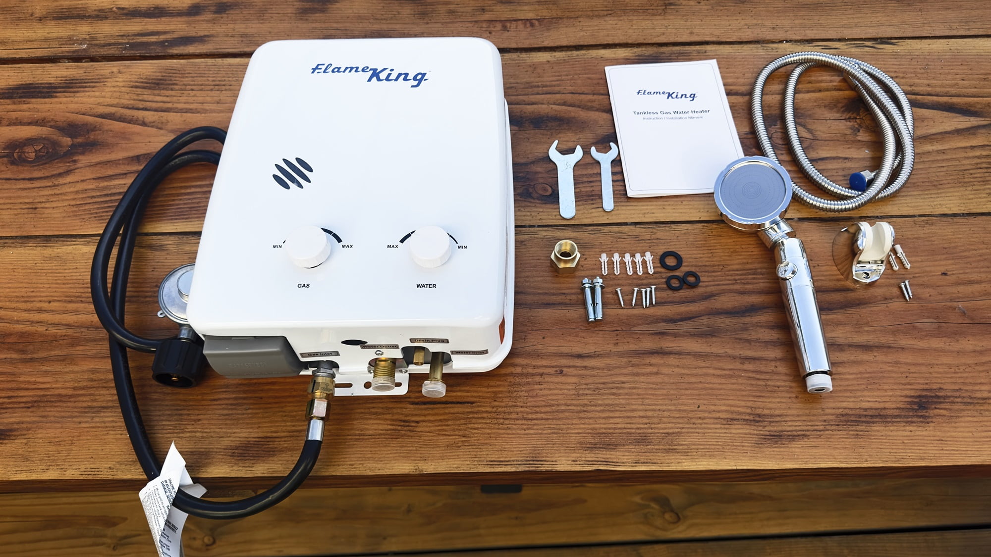 Flame King Portable Propane Tankless Water Heater 1.32 GPM & 34K BTU for Outdoor Showers, 5l