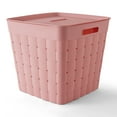 thumbnail image 4 of Your Zone Large Wide Weave Stacking Bin, Pink, 4/Case, 4 of 7