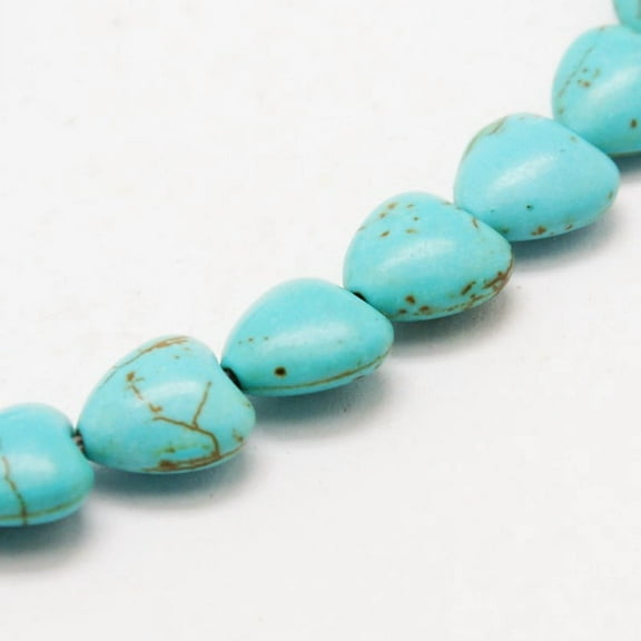 Heart Synthetic Turquoise Beads Strands Dyed Turquoise 10x10x5mm Hole: 1mm about 42pcs/strand 15.7 inch
