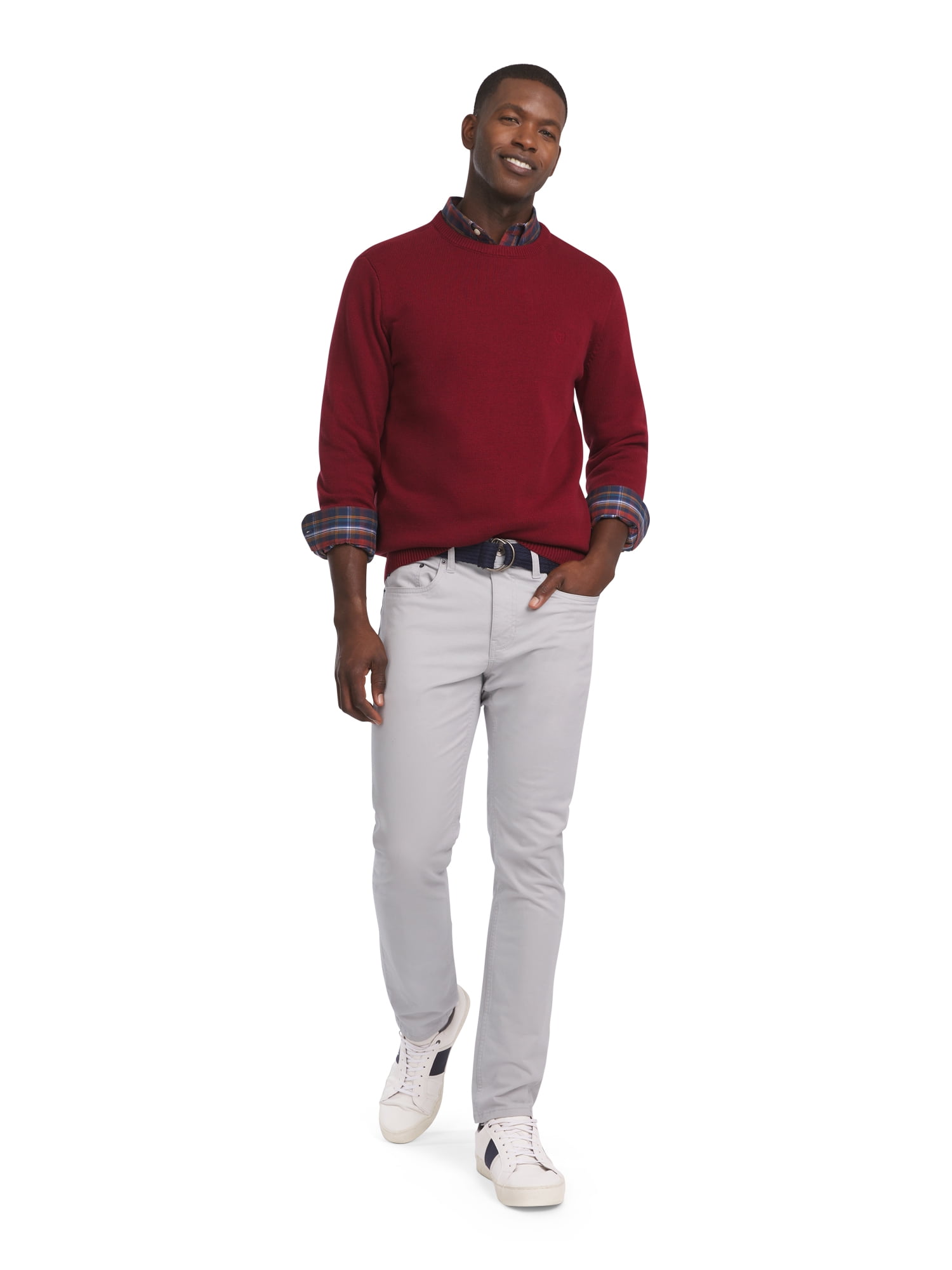 Chaps Men's & Big Men's Solid Cotton Crewneck Sweater, Sizes S-2XL