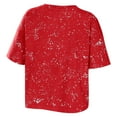 thumbnail image 3 of Women's WEAR by Erin Andrews Red Maryland Terrapins Bleach Wash Splatter Cropped Notch Neck T-Shirt, 3 of 3