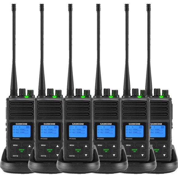 Walkie Talkies SAMCOM FPCN30A de largo alcance, 5 W, para adultos, paquete de 6