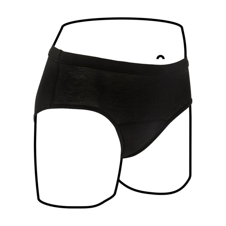 Thinx for All Women's Super Absorbency Cotton Brief Period Underwear, Large  , Black