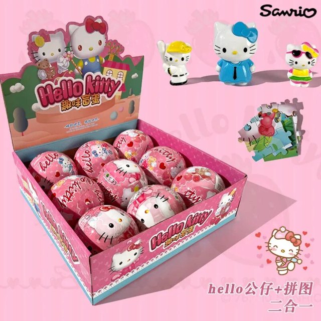 Sanrio Hello Kitty muñeca sorpresa para niños caja ciega bola Linda muñeca de dibujos animados hecha a mano simulación de creatividad juguete para jugar a las casitas