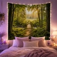 thumbnail image 2 of Sunlit Forest Around with Wooden Footbridge Railings Crosses, Mystical Fantasy for Space Lovers, Galaxy Room Decor, Mother'S Day Gift, Tapestry Wall Hanging for Bedroom and Dorm, 2 of 6