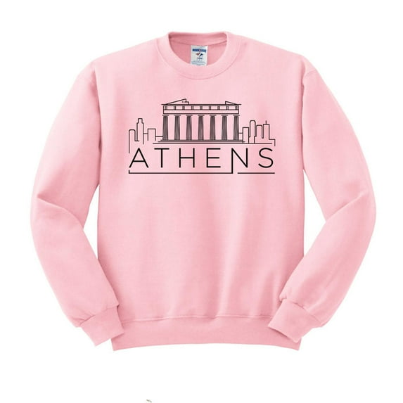 Skyline Athens Greece Sweatshirt Unisex 2X-Large Pink