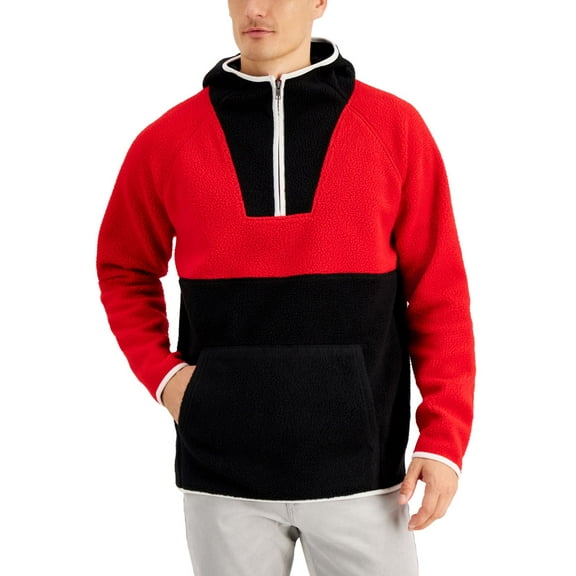 Club Room Men's Colorblocked Anorak Sweaters, Red, Small