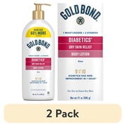 (2 pack) Gold Bond Diabetic Body Lotion, Dry Skin Relief with Vitamin E and Aloe to Soothe and Moisturize Flaky, Rough Skin, Value Size, 21 oz