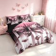 thumbnail image 2 of Homewish Pink Butterfly Twin Bedding, Diamonds Glitters Print Bedding Comforter Set, Black Reversible, 7 Pieces, 2 of 7
