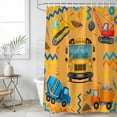 thumbnail image 2 of Small Stall Shower Curtain 36x72 Inch Narrow Half Size Orange Cartoon Truck Bath Curtains Bathroom Decor, Cute Engineering Vehicle Waterproof Fabric Shower Curtain Set with Hooks 36 Inch, 2 of 7