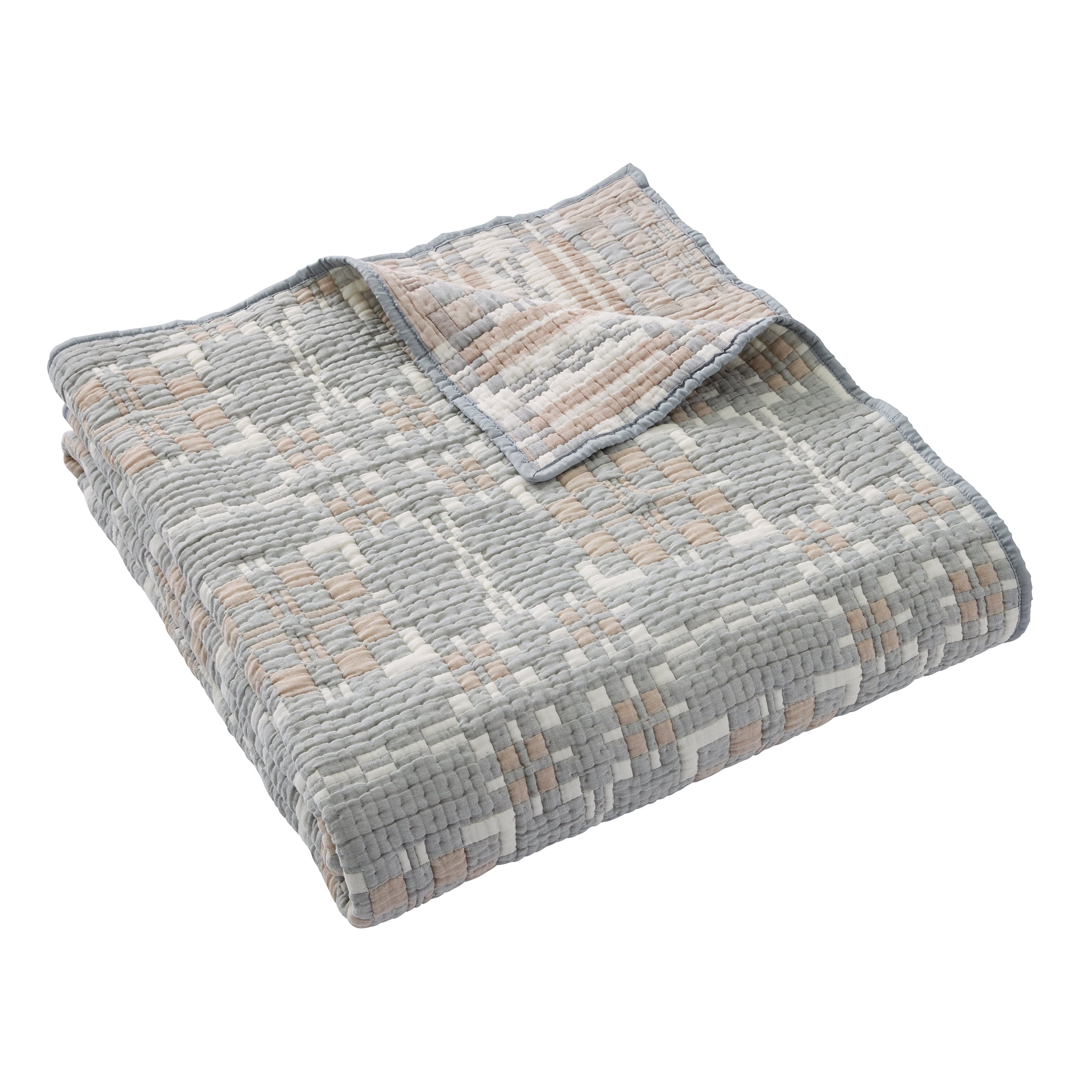 Better Homes & Gardens Modern Mosaic Quilt, King, Grey, Reversible Bedding