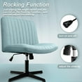 thumbnail image 6 of CQAOE Criss Cross Desk Chair, Armless Wide Seat Fabric Vanity Chair, Rocking Mid Back Ergonomic Task Chair for Home Office Bedroom Small Spaces, No Wheels（Blue）, 6 of 10