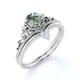 thumbnail image 2 of JeenMata Anillo de Bodas con Corona de Filigrana de 0,60 Uds de Ágata Musgosa Dendrítica Natural de Talla Redonda y Moissanita Engastado en Oro Blanco de 18 K sobre Plata, 2 of 2