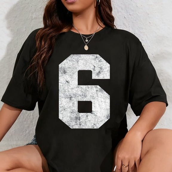 100% Cotton Vintage Lucky Number 6 Birthday Sports Player Team Athlete T-Shirt