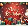 thumbnail image 4 of Festive Design Merry Birthday Celebration Banner Christmas Theme Santa Claus Reindeer Snowman Party Backdrop for Holiday Party Winter Event Home Decoration, 4 of 8
