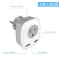 thumbnail image 2 of Vintar European Plug Travel Plug Adapter with 2USB, Type E/F Power Adapter for  US to Europe EU, 1 Pack, 2 of 7