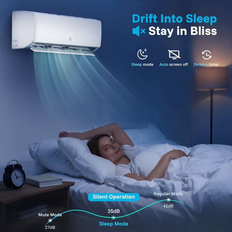 Etust Air Conditioner 18000 BTU Mini Split AC/Heating System, 19 SEER2, 900 Sq.ft Coverage, 208-230V