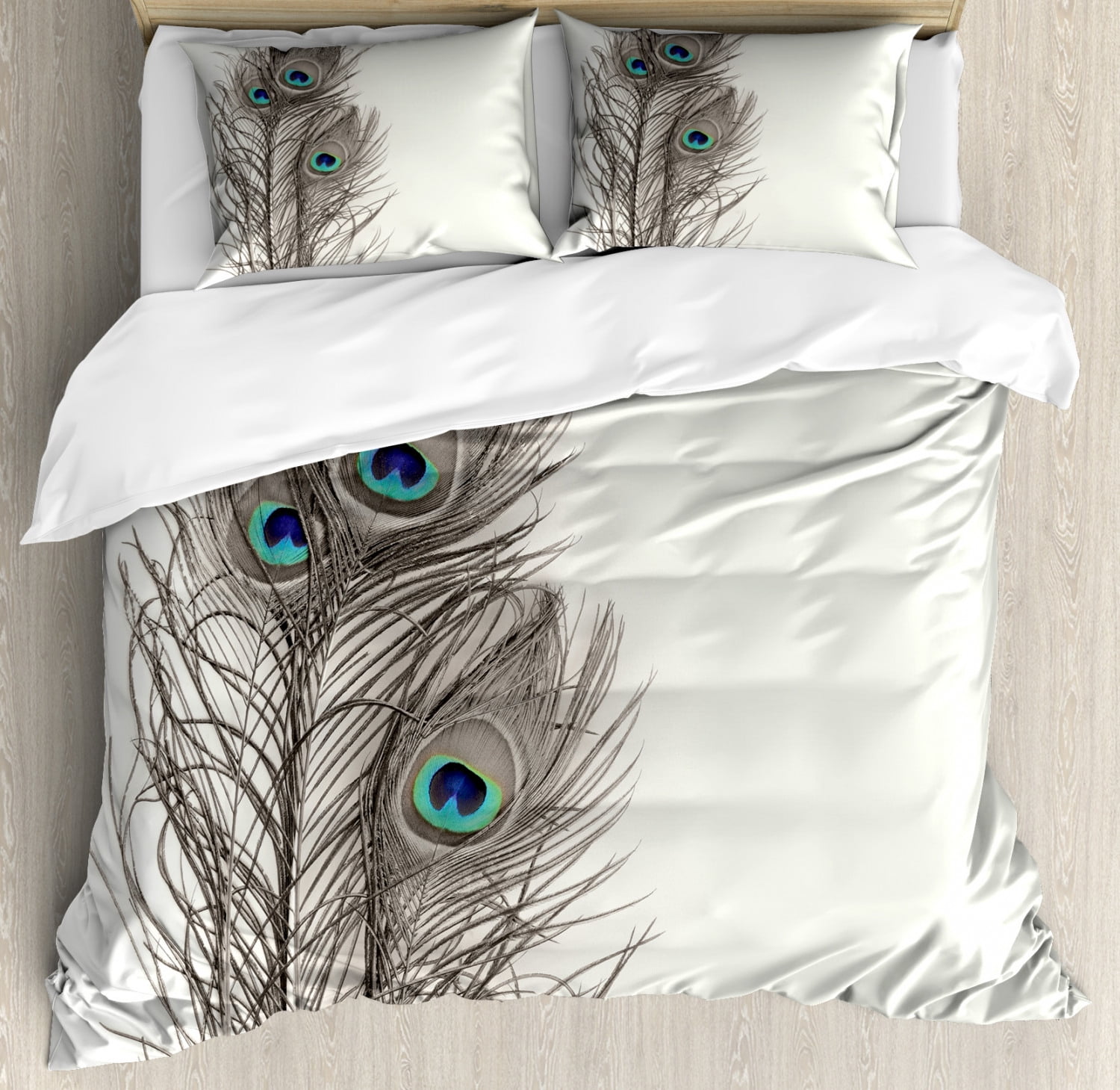 Peacock Duvet Cover Set Queen Size 
