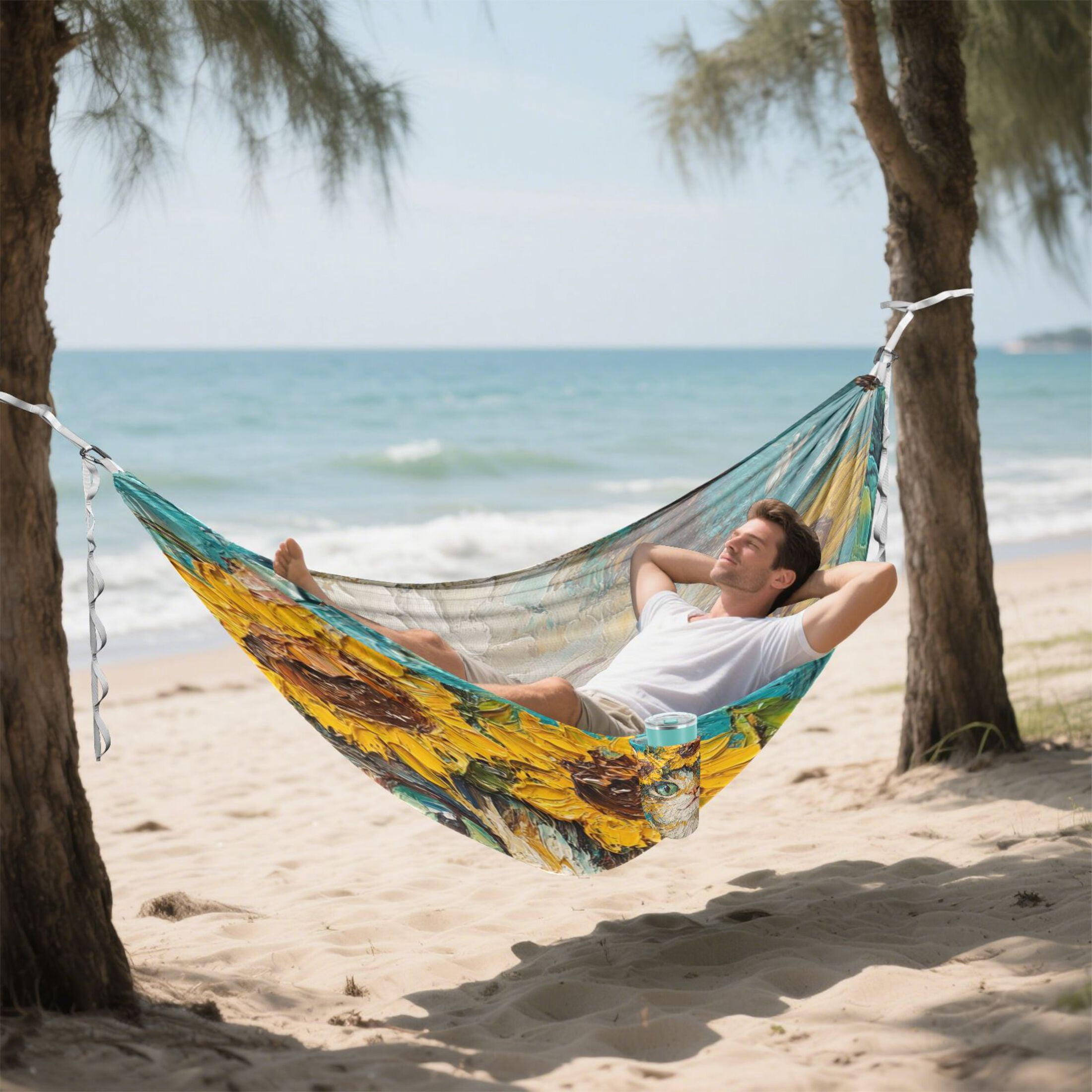 Hammock Camping Hammock Nylon Portable Hammock Travel Camping Hammock Sunflower Cat