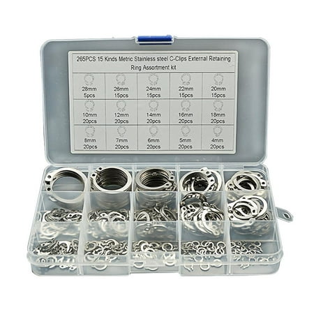 

265pcs C-Clip Snaps C-Clips External Retaining Ring Assortment Kit