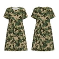 thumbnail image 3 of Bixox Robe d'Été à Manches Courtes pour Femmes Robe Ample Longueur Genou avec Poches-Camouflage, 3 of 7