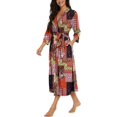 thumbnail image 2 of Peignoir pour Femmes Léger à Manches 3/4, Robe de Chambre Kimono à Col en V, Longue Tenue de Nuit, 2 of 5