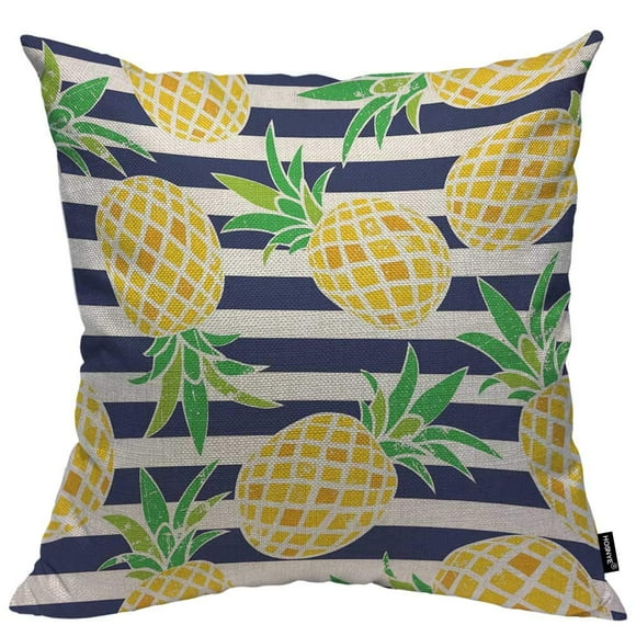 HOSNYE Cartoon Pineapple Cotton Linen Throw Pillow Case Cute Summer Pattern Pillow Cushion Covers Home Sofa Decorative 18 X 18 Inch