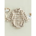 thumbnail image 2 of Bagilaanoe Newborn Baby Girl Boy Oversized Romper Shirts Plaid Print Long Sleeve Bodysuit 6M 12M 18M 24M Infant Casual Tee Tops, 2 of 7