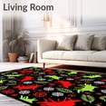thumbnail image 2 of ODIKA 8'x10' Machine Washable Non-Slip Area Rug, Festive Dinosaur Motif Latch Hook with Whimsical Holiday Charm High Traffic Rug with Pad, Black, 744878, 2 of 8
