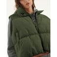 thumbnail image 2 of PUWEI Women's Cropped Puffer Vest Zip-up Stand Collar Padded Gilet Sleeveless Outwear with Pockets, 2 of 7