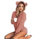 thumbnail image 1 of Mujeres Niñas Traje de pijama de felpa con capucha Orejas de oso Mono Ropa de dormir Mameluco Sweethay FS10114-60, 1 of 7