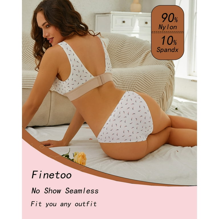 Finetoo 6 Pack Seamless Underwear for Women Cheeky High Cut Hipster Stretch  Comfortable Low Rise Cotton Bikini Panties S-XL