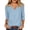 Blue, variant on Ohufall Women's Tshirts Vertical Striped V Neck 3/4 Sleeve Casual Loose Fit Top Tops For Daily Wear