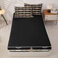 thumbnail image 4 of jejeloiu Ethnic Aztec Print Zipper Full Size Comforter Sets with Fitted Sheet and 2 Pillowcases,Retro Boho Style Zipper Bedding Set For Boys,Black Brown,Black Reversible,4-Piece, 4 of 7