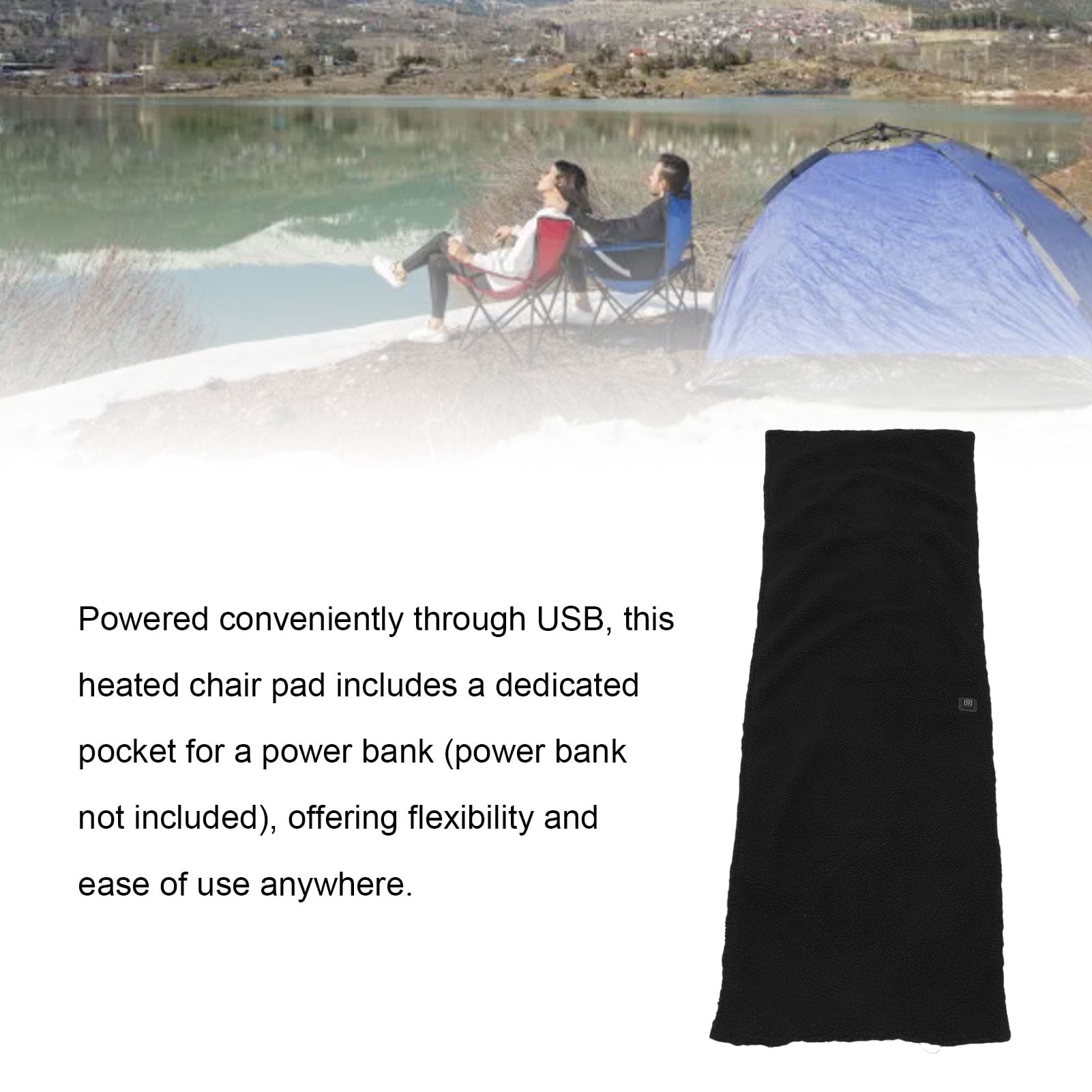 BIMZUC Heated Chair Pad USB Lamb Fleece Electric Heated Seat Cushion with 3 Temperature Settings for Sofa Couch Camping 53.15x18.90 inches / 135x48 cm