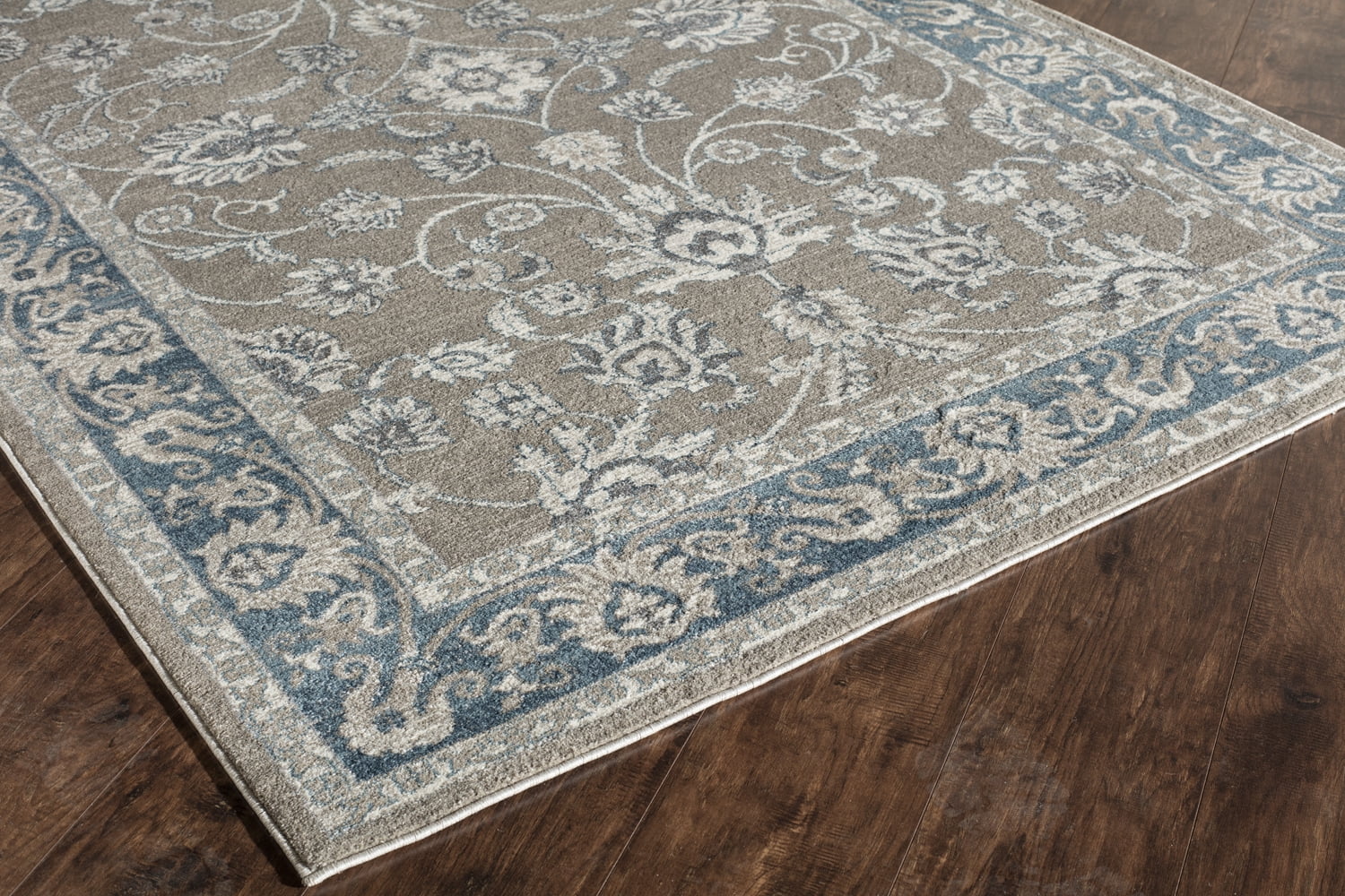 Rugs America Estelle Collection grey Blue ET550A Transitional Oriental Area Rug 5'3" x 7'6"