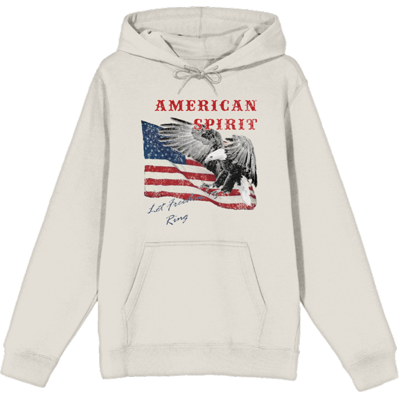 Americana Let Freedom Ring Sand Adult Long Sleeve Hoodie-Medium