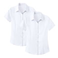 thumbnail image 2 of 2 Pack Womens Tops Blouse JIANLAI Women's Anti Wrinkle Professional Business Blouse Short Sleeve Interview Formal Top Non Stretch Shirt for Office (S-5XL) A, 2 of 3