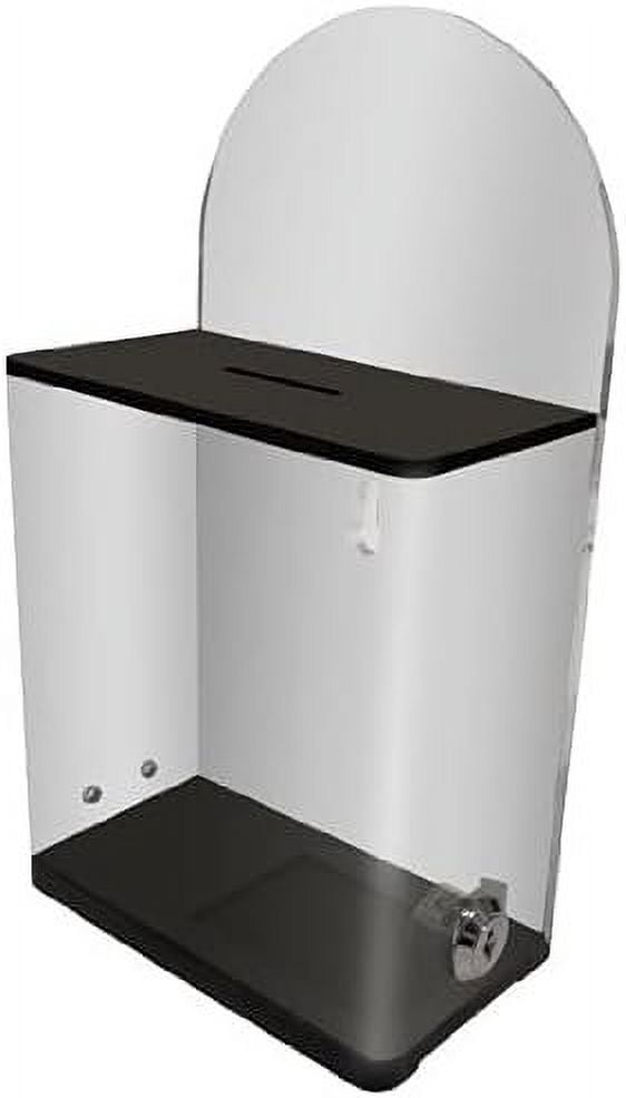 Acrylic Donation Suggestion collection Box Pre Drilled Holes For Wall mounted Or Retail Countertop Tip Box with round back wall display area 10 x 6 inches, Lock With set of keys Black