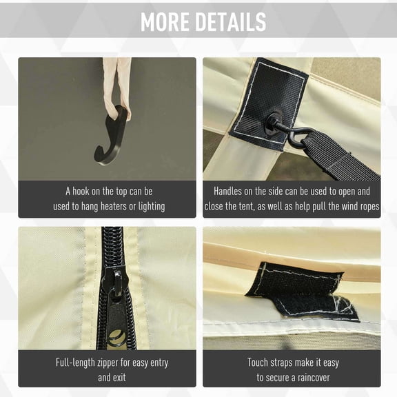 Outsunny Pop Up Camping Canopy Gazebo Screen Shelter Tent with Single Person Easy Set-Up, Ventilating Mesh, Portable Carry Bag for Outdoor Camping Party Event, 7x7FT, Beige,