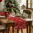 thumbnail image 5 of nqOlkjepod Red Snowflake Christmas Table Runner 36 Inches Long Farmhouse Dress Scarves, Xmas Snowflake Red Dining Tablerunner for Coffee Table/Kitchen Island/Party Décor, Small 13" x 36", 5 of 7