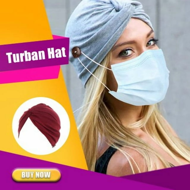Headwraps Simple Style Comfortable Material Assorted Colors with Buttons Head Wrap Muslim Style Elasticity Women's Headbands Women Wine Red
