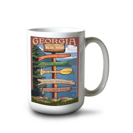 

15 fl oz Ceramic Mug Blue Ridge Georgia Destination Signpost (Version 2) Dishwasher & Microwave Safe