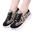 thumbnail image 2 of Domuza orthopedic shoes for women ，Leopard Print Fly Woven Sneakers, Breathable Knit Slip On Lace Up Casual Walking Shoes Black 7（EU-38）, 2 of 4