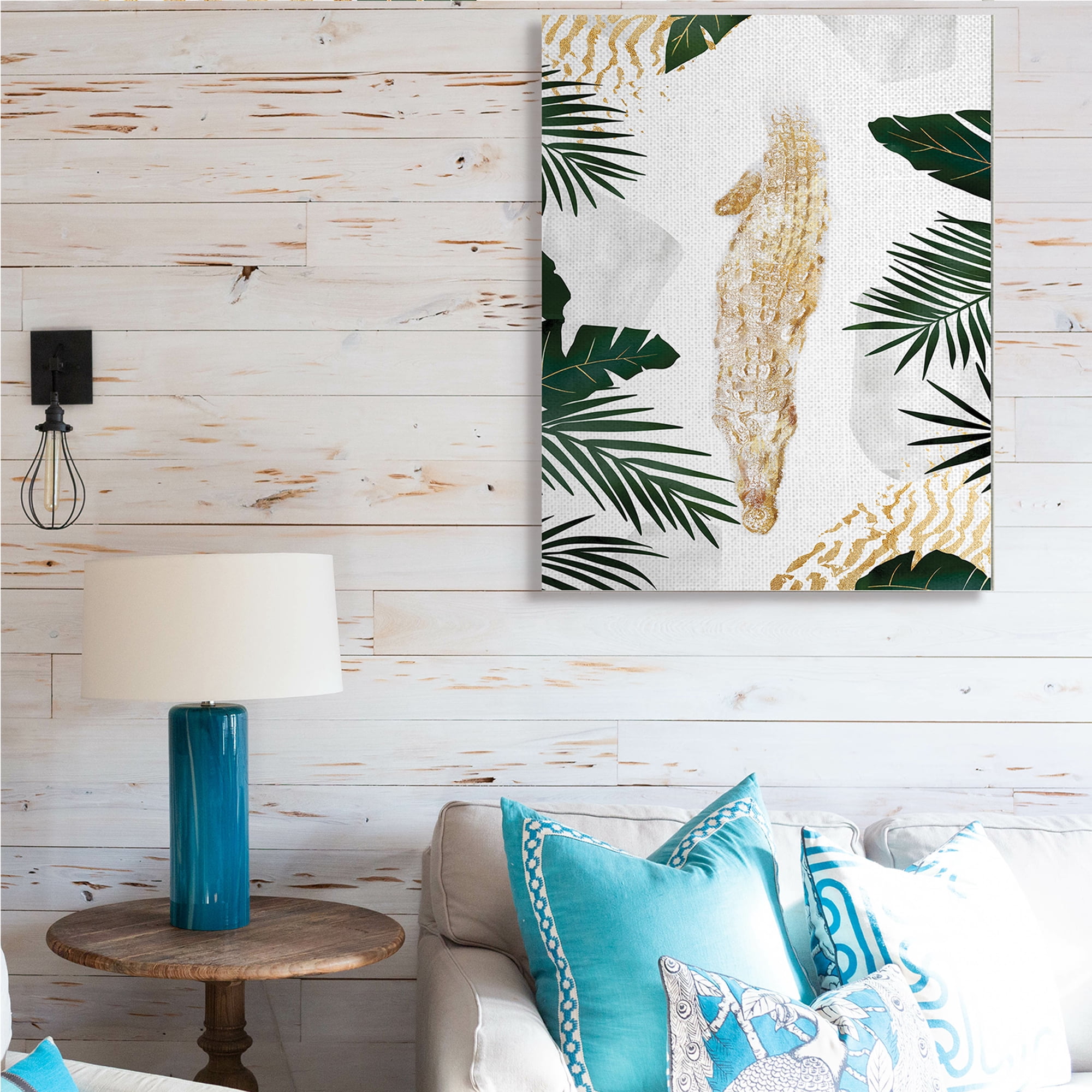 Avante-Garde Alligator Tropical Milky Jungle River 36 in x 48 in Painting Canvas Art Print, by Stupell Home Décor