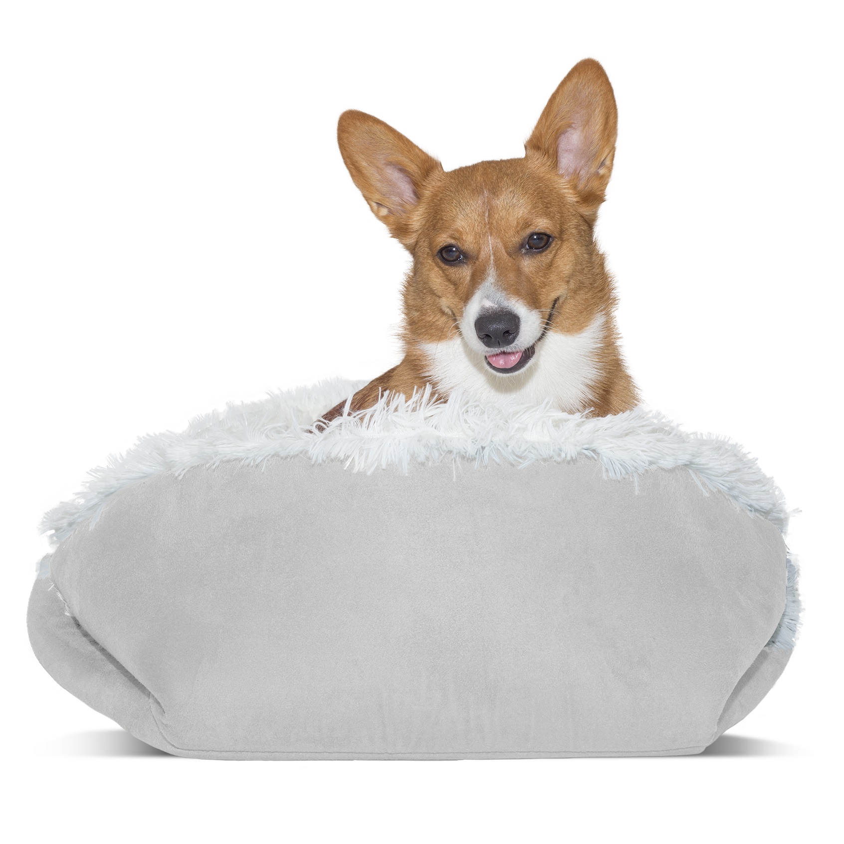 FurHaven Pet Dog Bed Convertible SelfWarming Cuddle Pet Bed for Dogs & Cats, Silver, Large